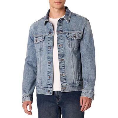 Amazon Essentials mäns låg stretch normal passform jeansjacka, Tonad lätt tvätt, L Amazon Essentials mäns låg stretch normal passform jeansjacka, Tonad lätt tvätt, L