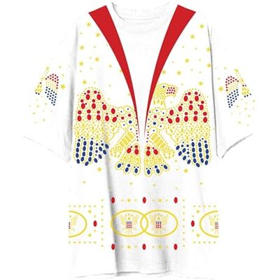 Elvis Presley unisex-vuxen officiell merch ikonisk overall kostym överdimensionerad T-shirt, vit, Large, Vitt, L Elvis Presley unisex-vuxen officiell merch ikonisk overall kostym överdimensionerad T-shirt, vit, Large, Vitt, L