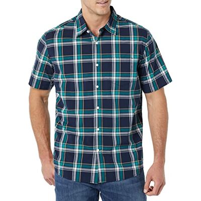Amazon Essentials kortärmad stretch poplin skjorta för män (finns i stora och långa), grön marinblå medium rutig, medium Amazon Essentials kortärmad stretch poplin skjorta för män (finns i stora och långa), grön marinblå medium rutig, medium