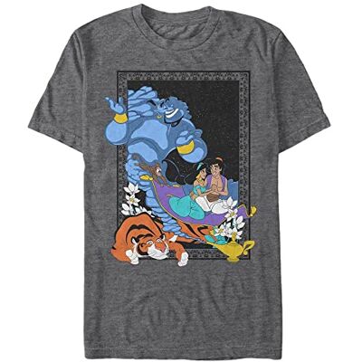 Disney Unisex Aladdin affisch i lampan, ekologisk kortärmad T-shirt, Melange svart, L Disney Unisex Aladdin affisch i lampan, ekologisk kortärmad T-shirt, Melange svart, L