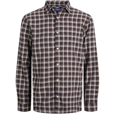 JACK & JONES Jorjoshua Flannel Check Shirt Ls Jnr, Djup mahogny, 176 JACK & JONES Jorjoshua Flannel Check Shirt Ls Jnr, Djup mahogny, 176