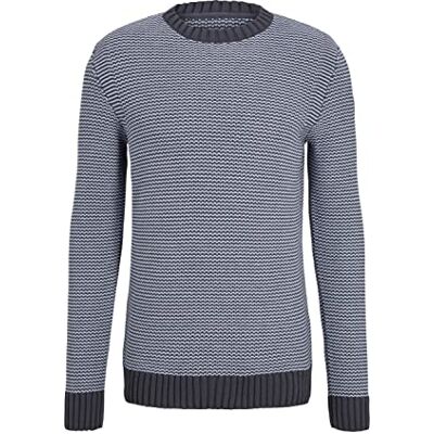 TOM TAILOR Herr Stickad tröja med struktur 1033678, 30638 Navy Light Blue Structure, L TOM TAILOR Herr Stickad tröja med struktur 1033678, 30638 Navy Light Blue Structure, L