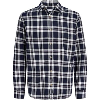 JACK & JONES Jjedover Check Shirt LS SN, Marinblå Blazer, XL för män, Marinblå kavaj, XL JACK & JONES Jjedover Check Shirt LS SN, Marinblå Blazer, XL för män, Marinblå kavaj, XL
