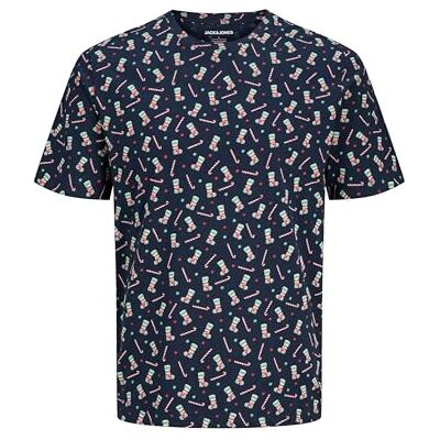 JACK & JONES Jjxmas AOP Tee Ss Crew Neck, Sky Captain, XL JACK & JONES Jjxmas AOP Tee Ss Crew Neck, Sky Captain, XL