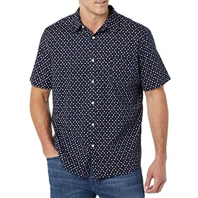 Amazon Essentials kortärmad stretch-poplin-skjorta för män (finns i stora och långa), marinblå rosor, medium Amazon Essentials kortärmad stretch-poplin-skjorta för män (finns i stora och långa), marinblå rosor, medium