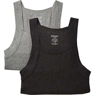 2(X)IST 2(X) IST Mens Essential Cotton Square Cut Tank 2-pack, Träkol ljung/grå ljung, L 2(X)IST 2(X) IST Mens Essential Cotton Square Cut Tank 2-pack, Träkol ljung/grå ljung, L