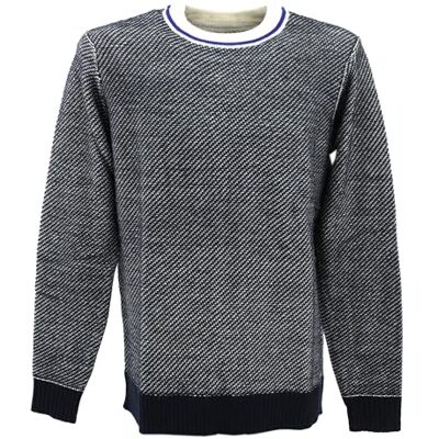 TOM TAILOR Herr Mysig stickad tröja med ull 1033677, 30667 Navy White Knit Structure, M TOM TAILOR Herr Mysig stickad tröja med ull 1033677, 30667 Navy White Knit Structure, M