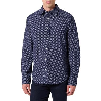 GANT REG Micro Print Shirt, blå, L GANT REG Micro Print Shirt, blå, L