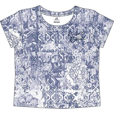 Russell Athletic DM-beskuren tryckt T-shirt dam, Indaco Marl, S Russell Athletic DM-beskuren tryckt T-shirt dam, Indaco Marl, S