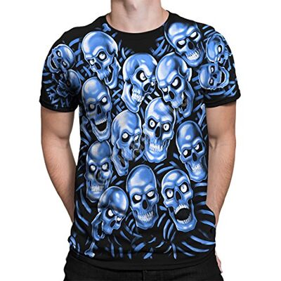 Liquid Blue Unisex skalle Pile Blue Fantasy allt över tryck kortärmad t-shirt, svart, XL Liquid Blue Unisex skalle Pile Blue Fantasy allt över tryck kortärmad t-shirt, svart, XL