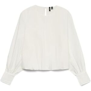 VERO MODA Vmfriba Ls Bubblehem Top WVN, Snövit, XL VERO MODA Vmfriba Ls Bubblehem Top WVN, Snövit, XL