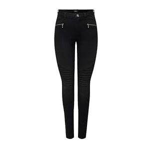 ONLY Onlroyal Hw Biker Zip EXT DNM skinny-fit jeans, svart, (XS) W x 32L ONLY Onlroyal Hw Biker Zip EXT DNM skinny-fit jeans, svart, (XS) W x 32L