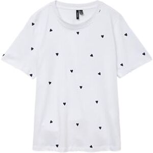 VERO MODA Vmpaulina AOP Ss T-Shirt Ga JRS Noos, Ljus vit, S VERO MODA Vmpaulina AOP Ss T-Shirt Ga JRS Noos, Ljus vit, S