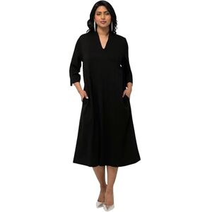 Ulla Popken damer stora storlekar överdimensionerade plus size midi strandklänning, kugkrage, V-hals, 3/4-ärm Ulla Popken damer stora storlekar överdimensionerade plus size midi strandklänning, kugkrage, V-hals, 3/4-ärm