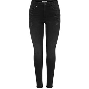 ONLY Onlblush Rhinestone Hw Skinny DNM Tai, Tvättad svart, L / 32L ONLY Onlblush Rhinestone Hw Skinny DNM Tai, Tvättad svart, L / 32L
