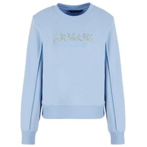 Giorgio Armani kvinnors strass-logotyp crewneck tröja sweatshirt Blue River, S, Blue River, M Giorgio Armani kvinnors strass-logotyp crewneck tröja sweatshirt Blue River, S, Blue River, M