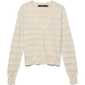 VERO MODA dam Vmhappyshine Stripe Ls V-hals cardigan, Björk, M VERO MODA dam Vmhappyshine Stripe Ls V-hals cardigan, Björk, M