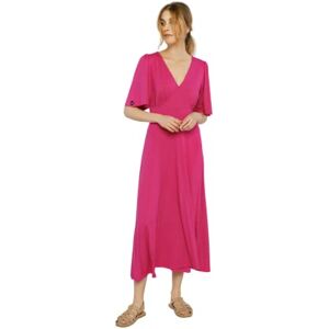 Madnezz House Dam Libra damklänning, V-hals, elastisk midja, midi-längd klänning, rosa, S, ROSA, S Madnezz House Dam Libra damklänning, V-hals, elastisk midja, midi-längd klänning, rosa, S, ROSA, S