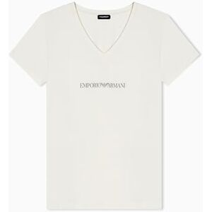 Giorgio Armani Ikonisk logotyp för kvinnor V-ringad T-shirt Beige M Giorgio Armani Ikonisk logotyp för kvinnor V-ringad T-shirt Beige M