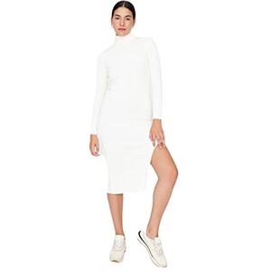 Trendyol Dam midi bodycon anpassad stickad klänning, Ecru, S Trendyol Dam midi bodycon anpassad stickad klänning, Ecru, S