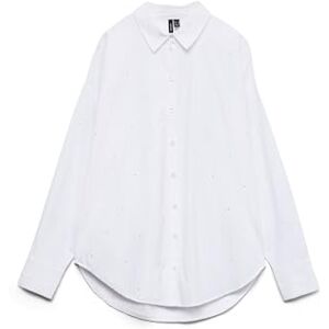 VERO MODA Vmfanni Rhinestone Ls Shirt WVN Ga Noos, Ljus vit, M VERO MODA Vmfanni Rhinestone Ls Shirt WVN Ga Noos, Ljus vit, M