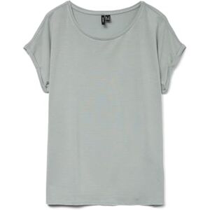 VERO MODA dam glänsande t-shirt rund hals kortärmad basic vardagslook T-shirt, Grå mist, M VERO MODA dam glänsande t-shirt rund hals kortärmad basic vardagslook T-shirt, Grå mist, M