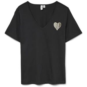 VERO MODA Vmflorita S/S V-hals T-shirt JRS Btq, svart, L VERO MODA Vmflorita S/S V-hals T-shirt JRS Btq, svart, L