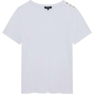 Caroll V-ringad t-shirt i 100% bomull, Vitt och blått, S Caroll V-ringad t-shirt i 100% bomull, Vitt och blått, S