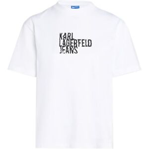 KARL LAGERFELD JEANS , Dam, Vanlig Kortärm Stackad Logo T-Shirt, Vanlig Fit, Vit, S KARL LAGERFELD JEANS , Dam, Vanlig Kortärm Stackad Logo T-Shirt, Vanlig Fit, Vit, S
