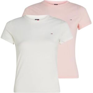 Tommy Jeans dam TJW 2-pack C-hals t-shirt S/S t-shirt, multi, XXS, Multi (Ecru/dyrbar rosa), XXS Tommy Jeans dam TJW 2-pack C-hals t-shirt S/S t-shirt, multi, XXS, Multi (Ecru/dyrbar rosa), XXS