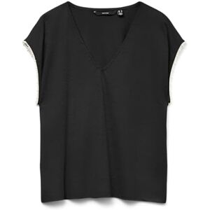 VERO MODA Vmvips Ss AVA V-Neck Top JRS Ga, svart, M VERO MODA Vmvips Ss AVA V-Neck Top JRS Ga, svart, M