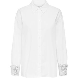 ONLY Onlpanama Ls Sequines Mix Shirt WVN, Ljus vit, M ONLY Onlpanama Ls Sequines Mix Shirt WVN, Ljus vit, M