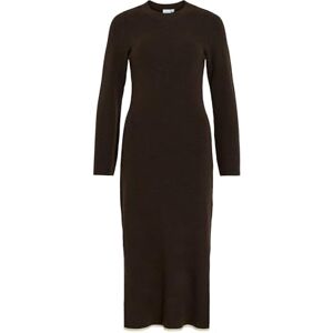 Vila Vikerry O-hals L/S stickad maxi klänning Noos, Kaffeböna, S Vila Vikerry O-hals L/S stickad maxi klänning Noos, Kaffeböna, S