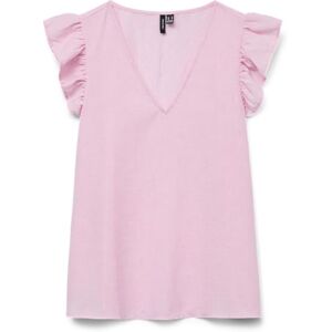 VERO MODA Vmjanie Flounce Ss Top WVN Ga, godis, S VERO MODA Vmjanie Flounce Ss Top WVN Ga, godis, S