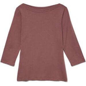 VERO MODA Dam stretch t-shirt 3/4-ärm basic ubåthals topp normal passform långärmad VMPANDA, Rosa Brun, XS VERO MODA Dam stretch t-shirt 3/4-ärm basic ubåthals topp normal passform långärmad VMPANDA, Rosa Brun, XS