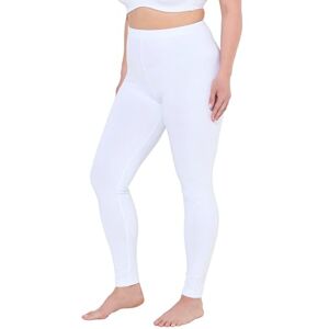 Ulla Popken dam, bomull, smal, elastisk linning leggings, Snövit, 50W / 32L Ulla Popken dam, bomull, smal, elastisk linning leggings, Snövit, 50W / 32L