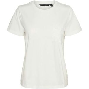 VERO MODA dam Vmhanne Francis Ss Top Box JRS Ga T-shirt, Snövit/detalj: bröst, XS VERO MODA dam Vmhanne Francis Ss Top Box JRS Ga T-shirt, Snövit/detalj: bröst, XS