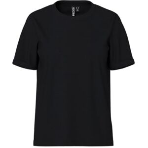 PIECES Dam Pcria Ss hopfällbar T-shirt Noos t-shirt, Svart (svart svart), S PIECES Dam Pcria Ss hopfällbar T-shirt Noos t-shirt, Svart (svart svart), S