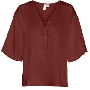 VERO MODA VMRIVER 2/4 V-hals TOP WVN BTQ GA, Eldtegel, L VERO MODA VMRIVER 2/4 V-hals TOP WVN BTQ GA, Eldtegel, L
