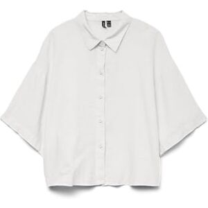 VERO MODA Damer Skjorta med avslappnad passform och knappslå Blus Halvärms damblus, Color:White, Size:L VERO MODA Damer Skjorta med avslappnad passform och knappslå Blus Halvärms damblus, Color:White, Size:L