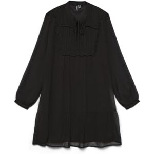 VERO MODA Vmlinea Ls Short Dress WVN Ga, svart, S VERO MODA Vmlinea Ls Short Dress WVN Ga, svart, S