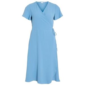 Vila Vilovie S/S Wrap Midi Dress – Noos, Blixt blå, 40 Vila Vilovie S/S Wrap Midi Dress – Noos, Blixt blå, 40