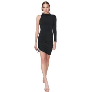 Trendyol Dam Dam Mini Bodycon V-ringad stickad klänning, svart, 40 Trendyol Dam Dam Mini Bodycon V-ringad stickad klänning, svart, 40