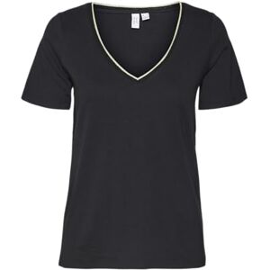 VERO MODA VMRANVA S/S V-hals T-shirt JRS BTQ GA, Svart/detalj: guld Lurex, M VERO MODA VMRANVA S/S V-hals T-shirt JRS BTQ GA, Svart/detalj: guld Lurex, M