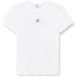 Calvin Jeans Dam plus vävd etikett ribbad normal t-shirt S/S stickade toppar, Kritvit, XL Plus Calvin Jeans Dam plus vävd etikett ribbad normal t-shirt S/S stickade toppar, Kritvit, XL Plus