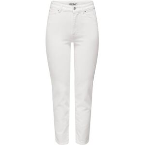 ONLY Jeans med rak passform för kvinnor ONLEMILY hög midja rakt skurna jeans, Vit, 25W / 32L ONLY Jeans med rak passform för kvinnor ONLEMILY hög midja rakt skurna jeans, Vit, 25W / 32L