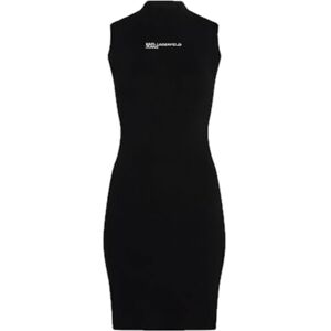 KARL LAGERFELD JEANS , Dam, Ärmslös Stikat Klänning, Bodycon Fit, Svart, L KARL LAGERFELD JEANS , Dam, Ärmslös Stikat Klänning, Bodycon Fit, Svart, L