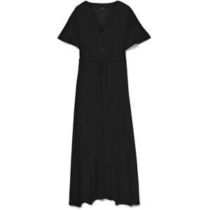 VERO MODA damer maxi viskos kortärmad klänning VMAlba lång sommarklänning, svart, M VERO MODA damer maxi viskos kortärmad klänning VMAlba lång sommarklänning, svart, M