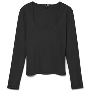 VERO MODA Vmmillion Ls Square Neck Top JRS Noos, svart, S VERO MODA Vmmillion Ls Square Neck Top JRS Noos, svart, S