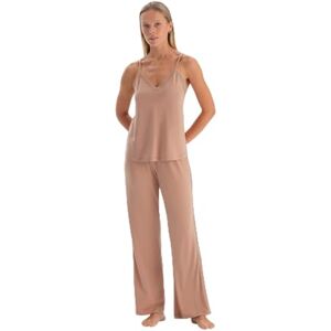 Dagi Light Brown Fashion Stickade Regular Waist Modal Long Benbyxor, Light Brown, XL, Ljusbrun, XL Dagi Light Brown Fashion Stickade Regular Waist Modal Long Benbyxor, Light Brown, XL, Ljusbrun, XL